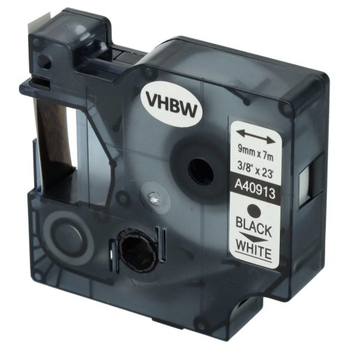 VHBW Label Tape Dymo S0720680, 40913, D1 - 9 mm Black/White