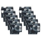 VHBW Label Tape Dymo S0720530, D1 - 12 mm Black-White