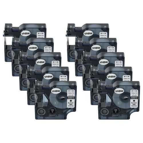 VHBW Label Tape Dymo S0720530, D1 - 12 mm Black-White