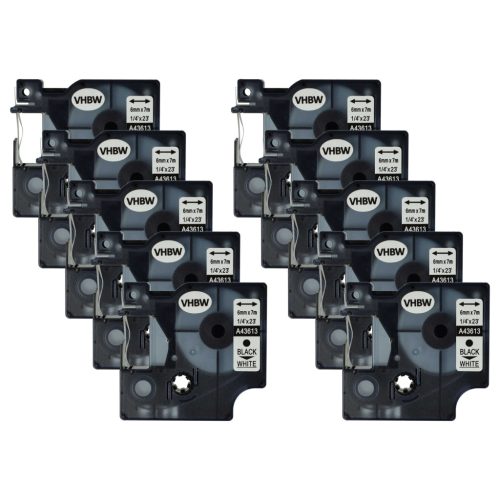 VHBW Label Tape Dymo D1, 43613 - 6 mm Black/White