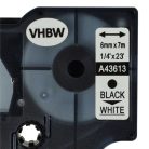VHBW Label Tape Dymo D1, 43613 - 6 mm Black/White