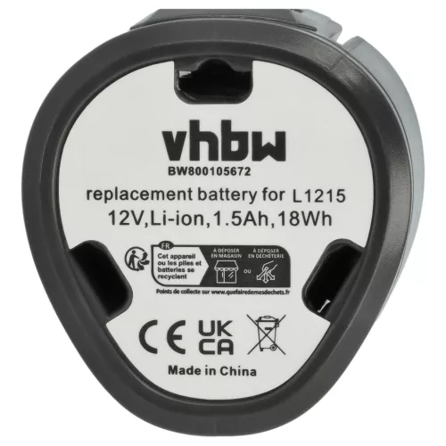 VHBW Electric Tool Battery AEG 4932352824, 584932, 4932, 3520, 3526 - 1500 mAh 12 V Li-Ion