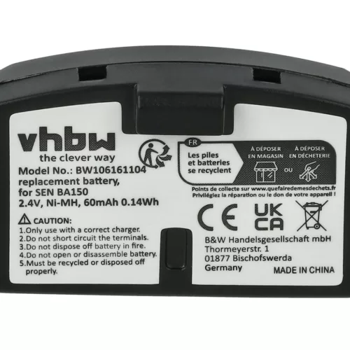 VHBW Wireless Headphone Battery Sennheiser BA151, BA150, BA152 - 60 mAh 2.4 V NiMH