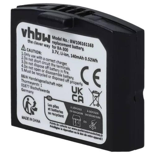VHBW Drahtloser Kopfhörer Akku BA300, BA-300, 500898, 523306 - 140 mAh 3,7 V Li-Polymer