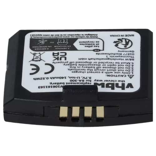 VHBW Drahtloser Kopfhörer Akku BA300, BA-300, 500898, 523306 - 140 mAh 3,7 V Li-Polymer