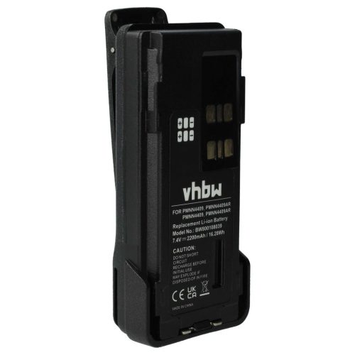 VHBW Motorola PMNN4406BR, PMNN4406, PMNN4409 Radioakku - 2200 mAh 7,4 V Li-Ion + Gürtelclip