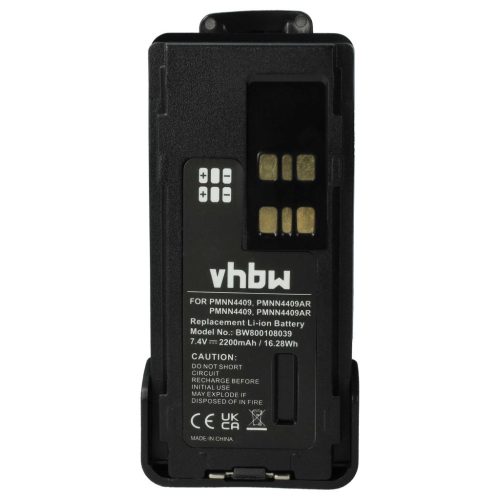 VHBW Motorola PMNN4406BR, PMNN4406, PMNN4409 Radioakku - 2200 mAh 7,4 V Li-Ion + Gürtelclip