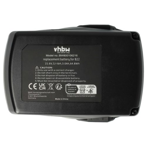 VHBW Electric Tool Battery Hilti 2018498, 2136393, 2136395, 2183185 - 3000 mAh 21.6 V Li-Ion