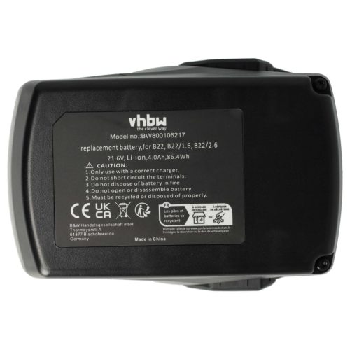 VHBW Electric Tool Battery Hilti 2018498, 2136393, 2136395, 2183185 - 4000 mAh 21.6 V Li-Ion