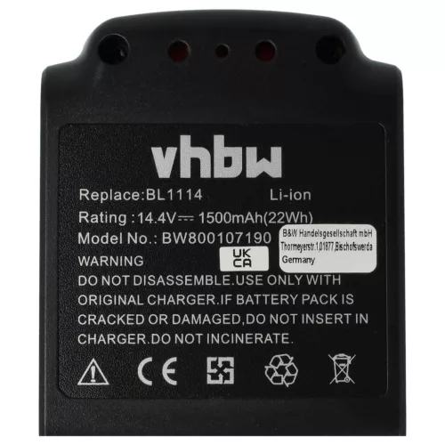 VHBW Electric Tool Battery LB16, BL1514, BL1314, BL1114 - 1500 mAh 14.4 V Li-Ion