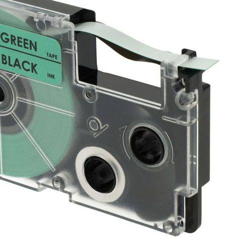 VHBW Casio XR-6GN1, XR-6GN Etikettenband - 6 mm, Schwarz-Grün