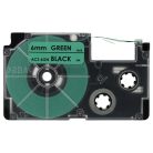 VHBW Casio XR-6GN1, XR-6GN Etikettenband - 6 mm, Schwarz-Grün