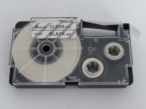 VHBW Casio XR-9X, XR-9X1 Label Tape – 9 mm, Black-Clear
