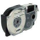 VHBW Casio XR-12WE Etikettenband, 12 mm, Schwarz-Weiß