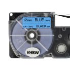 VHBW Casio XR-12BU Etikettenband - 12 mm, Schwarz-Blau