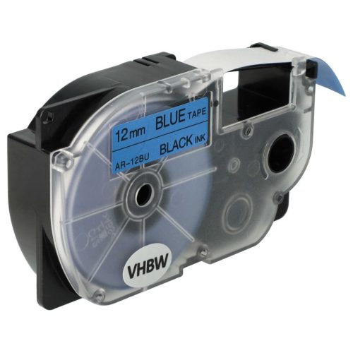 VHBW Casio XR-12BU Etikettenband - 12 mm, Schwarz-Blau