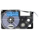 VHBW Casio XR-12BU Etikettenband - 12 mm, Schwarz-Blau