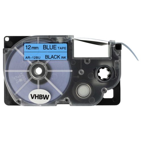 VHBW Casio XR-12BU Etikettenband - 12 mm, Schwarz-Blau