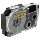 VHBW Casio XR-12GD, XR-12GD1 Etikettenband - 12 mm, Schwarz-Gold