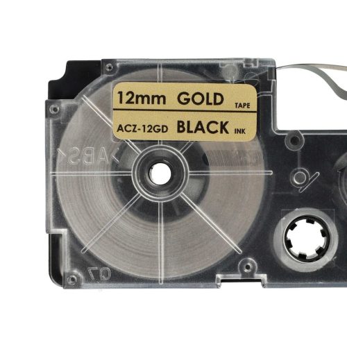 VHBW Casio XR-12GD, XR-12GD1 Etikettenband - 12 mm, Schwarz-Gold