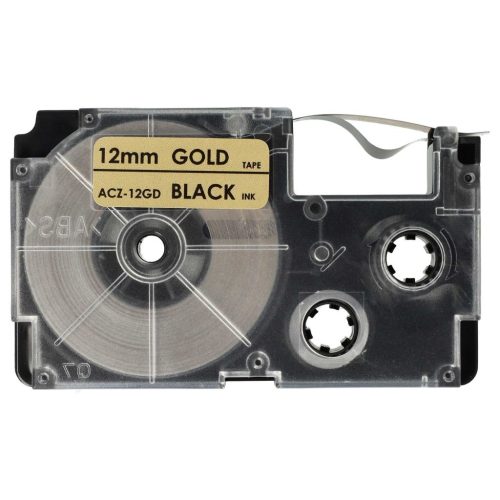 VHBW Casio XR-12GD, XR-12GD1 Etikettenband - 12 mm, Schwarz-Gold