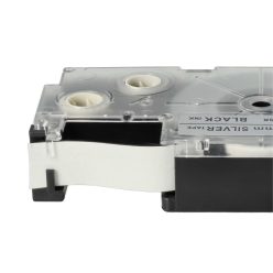   VHBW Casio XR-12SR, XR-12SR1 Etikettenband - 12 mm, Schwarz-Silber