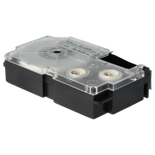 VHBW Casio XR-12SR, XR-12SR1 Etikettenband - 12 mm, Schwarz-Silber