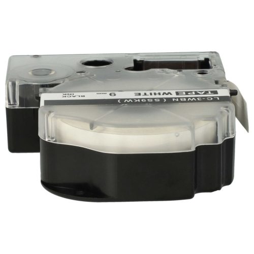 VHBW Casio XR-18WE Label Tape, 18 mm, Black-White, PET+RESIN