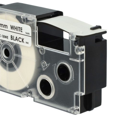 VHBW Casio XR-18WE Label Tape, 18 mm, Black-White, PET+RESIN