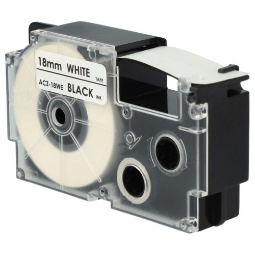 VHBW Casio XR-18WE Label Tape, 18 mm, Black-White, PET+RESIN