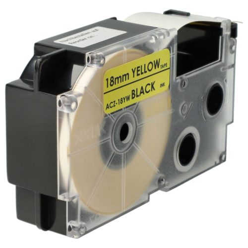 VHBW Casio XR-18YW1 Label Tape, 18 mm, Black-Yellow, PET+RESIN