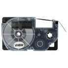 VHBW Casio XR-18SR1 Etikettenband, 18 mm, Schwarz-Silber, PET+HARZ