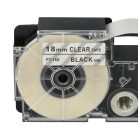 VHBW Casio XR-18X1 Etikettenband, 18 mm, Schwarz-Transparent, PET+HARZ