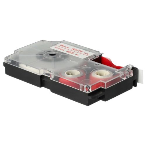 VHBW Casio XR-9WER Etikettenband, 9mm, Rot-Weiß