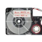 VHBW Casio XR-9WER Etikettenband, 9mm, Rot-Weiß