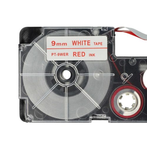 VHBW Casio XR-9WER Etikettenband, 9mm, Rot-Weiß