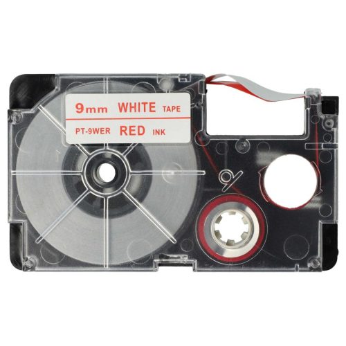 VHBW Casio XR-9WER Etikettenband, 9mm, Rot-Weiß