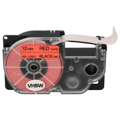 VHBW Casio XR-12RD1 Etikettenband, 12 mm, Schwarz-Rot