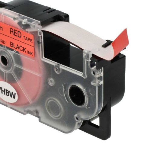 VHBW Casio XR-12RD1 Etikettenband, 12 mm, Schwarz-Rot
