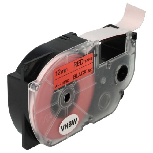 VHBW Casio XR-12RD1 Etikettenband, 12 mm, Schwarz-Rot