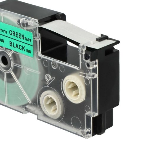 VHBW Casio XR-12GN, XR-12GN1 Etikettenband - 12 mm, Schwarz-Grün