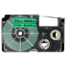VHBW Casio XR-12GN, XR-12GN1 Etikettenband - 12 mm, Schwarz-Grün