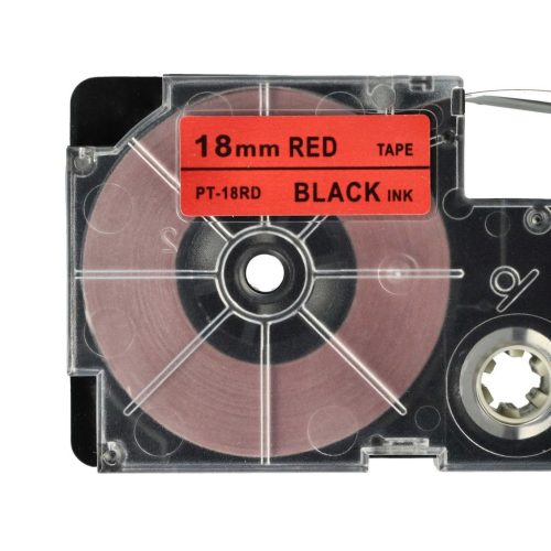 VHBW Casio XR-18RD1 Etikettenband, 18 mm, Schwarz-Rot, PET+HARZ