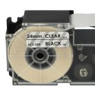 VHBW Casio XR-24X Etikettenband - 24 mm, Schwarz-Transparent
