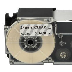 VHBW Casio XR-24X Etikettenband - 24 mm, Schwarz-Transparent
