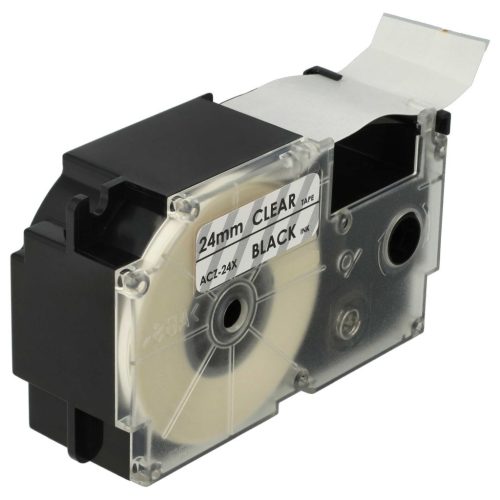VHBW Casio XR-24X Etikettenband - 24 mm, Schwarz-Transparent