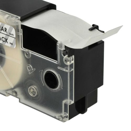 VHBW Casio XR-24X Etikettenband - 24 mm, Schwarz-Transparent