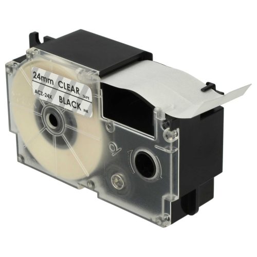 VHBW Casio XR-24X Etikettenband - 24 mm, Schwarz-Transparent