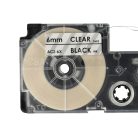VHBW Casio XR-6X1, XR-6X Etikettenband - 6 mm, Schwarz-Transparent