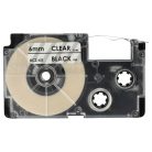 VHBW Casio XR-6X1, XR-6X Etikettenband - 6 mm, Schwarz-Transparent